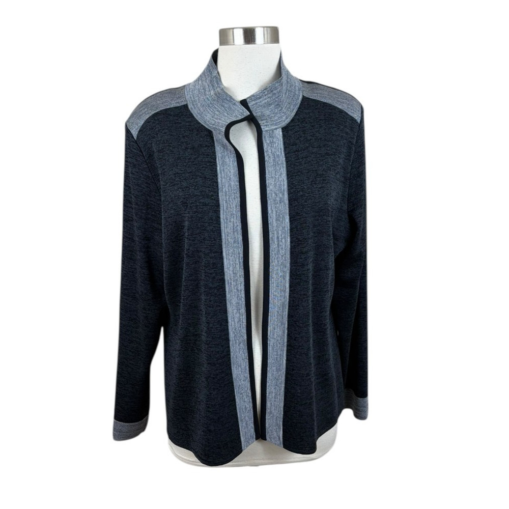 Misook Charcoal Gray Colorblock Open Cardigan Swe… - image 1